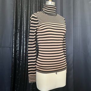 Brown and black striped long sleeve turtleneck